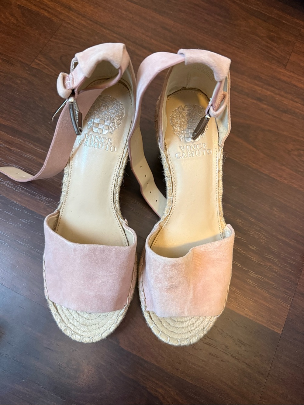 Vince Camuto Blush Suede Espadrille Wedge Sandals - Picture 2 of 13
